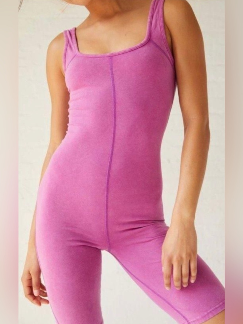 Free People hot shot magenta biker romper